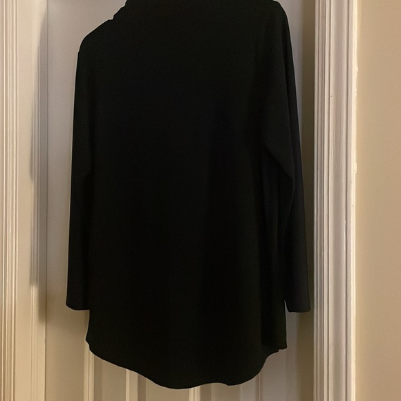 Anne Klein long sleeve blouse BNWT, navy blue, size S,w/hanging attached tie - Picture 2 of 5